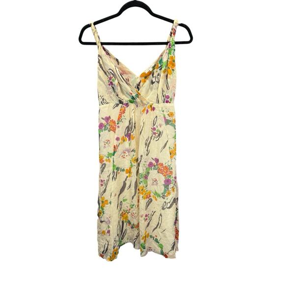Matty M 100% Silk Floral Maxi Dress with Belt White Multicolor Size Medium - Picture 4 of 13